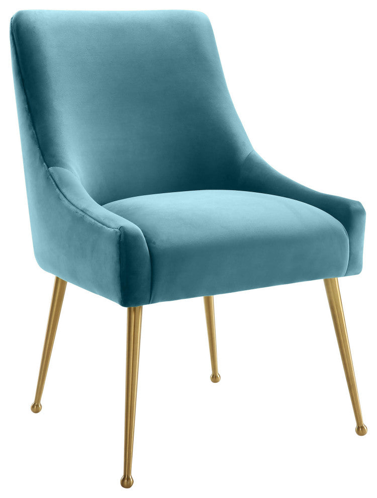 Beatrix Velvet Side Chair, Sea Blue