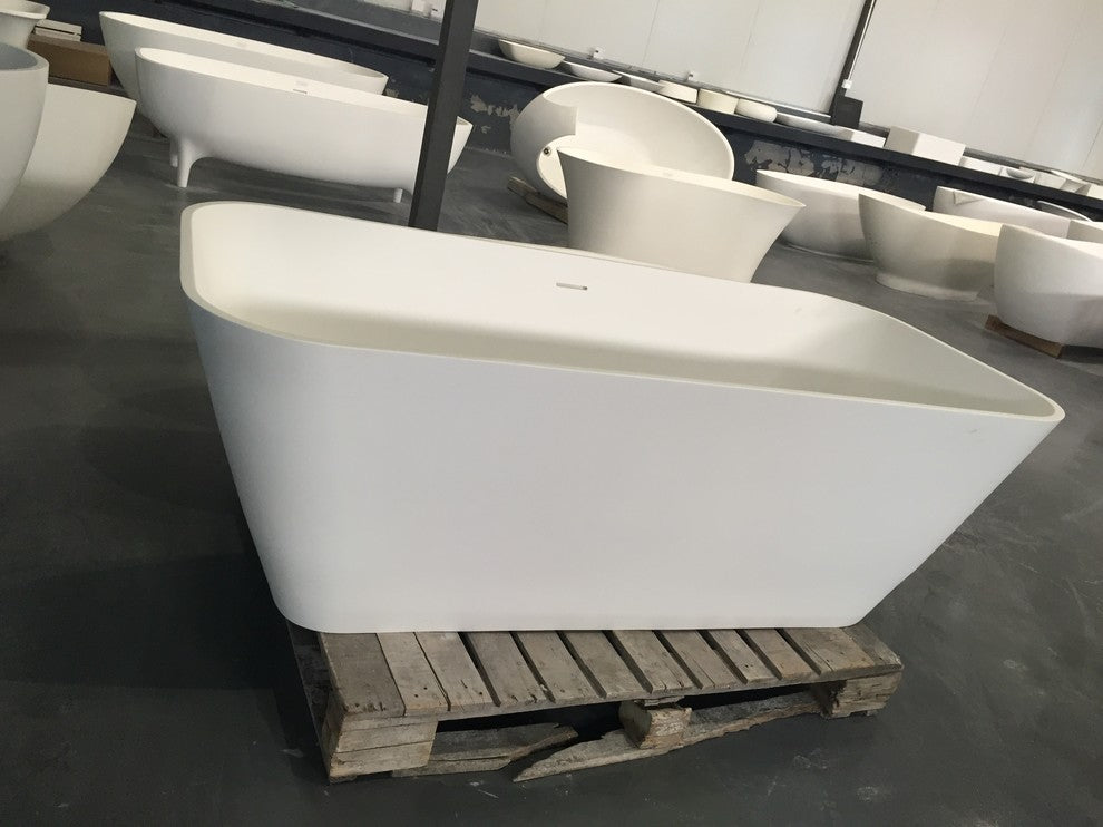 ALFI brand AB9952 67" White Rectangular Solid Surface Smooth Resin Bathtub