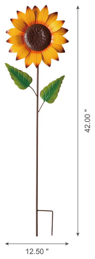42"H Fall Metal Sunflower Yard Stake(KD