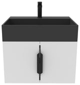 CastelloUSA Amazon 24" Wall Mounted Bathroom Vanity Set, White, Black Top, Black Handles