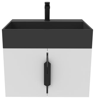 CastelloUSA Amazon 24" Wall Mounted Bathroom Vanity Set, White, Black Top, Black Handles