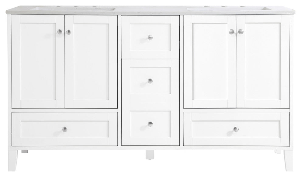 60" Double Bathroom Vanity, White