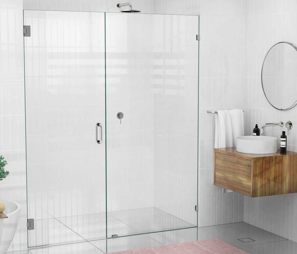 78"x70" Frameless Shower Door Wall Hinge, Brushed Nickel