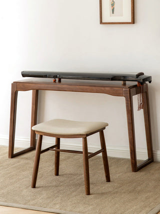Solid Wood Desk, Rich Dark Walnut / Black  Walnut Table 48"/ Stool