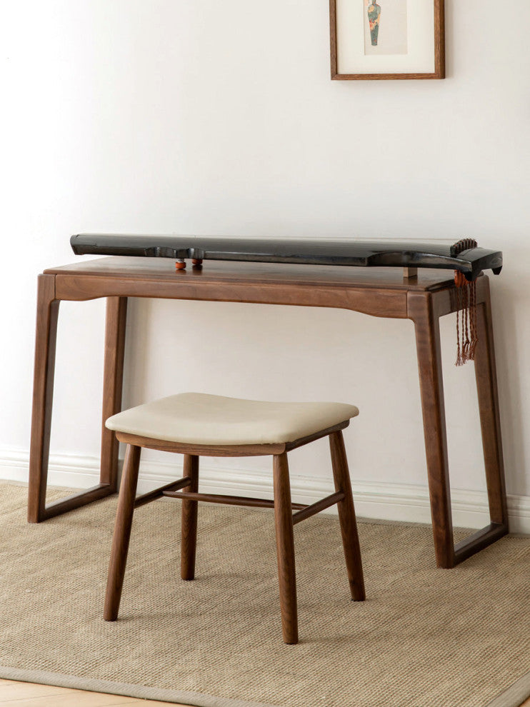 Solid Wood Desk, Rich Dark Walnut / Black  Walnut Table 48"/ Stool