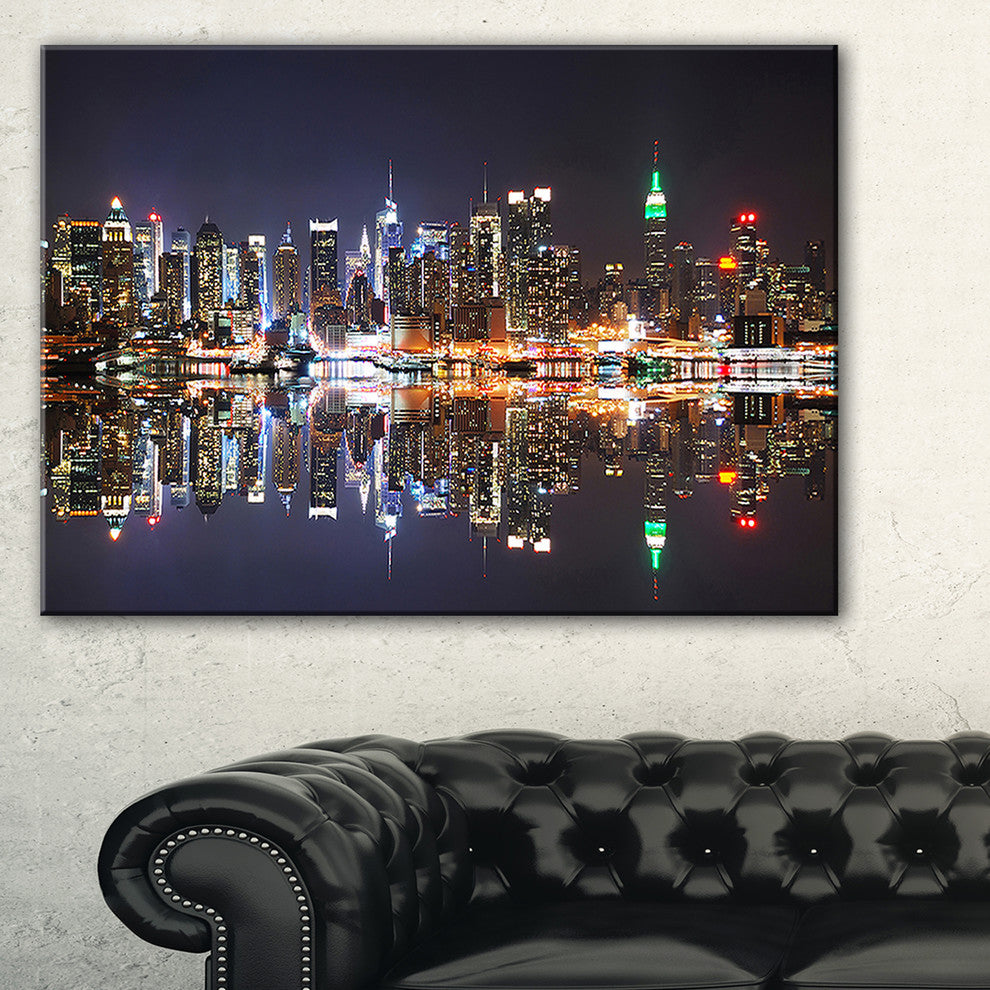 "New York City Skyscrapers in Blue Shade" Canvas Print32"x16"