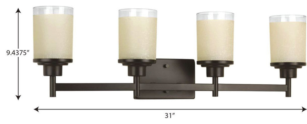 Progress Lighting 4-100W Medium Bath Bracket, Antique Bronze