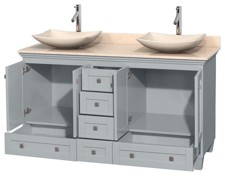 Acclaim Vanity, Oyster Gray, 60", Arista Ivory Marble, Ivory Marble