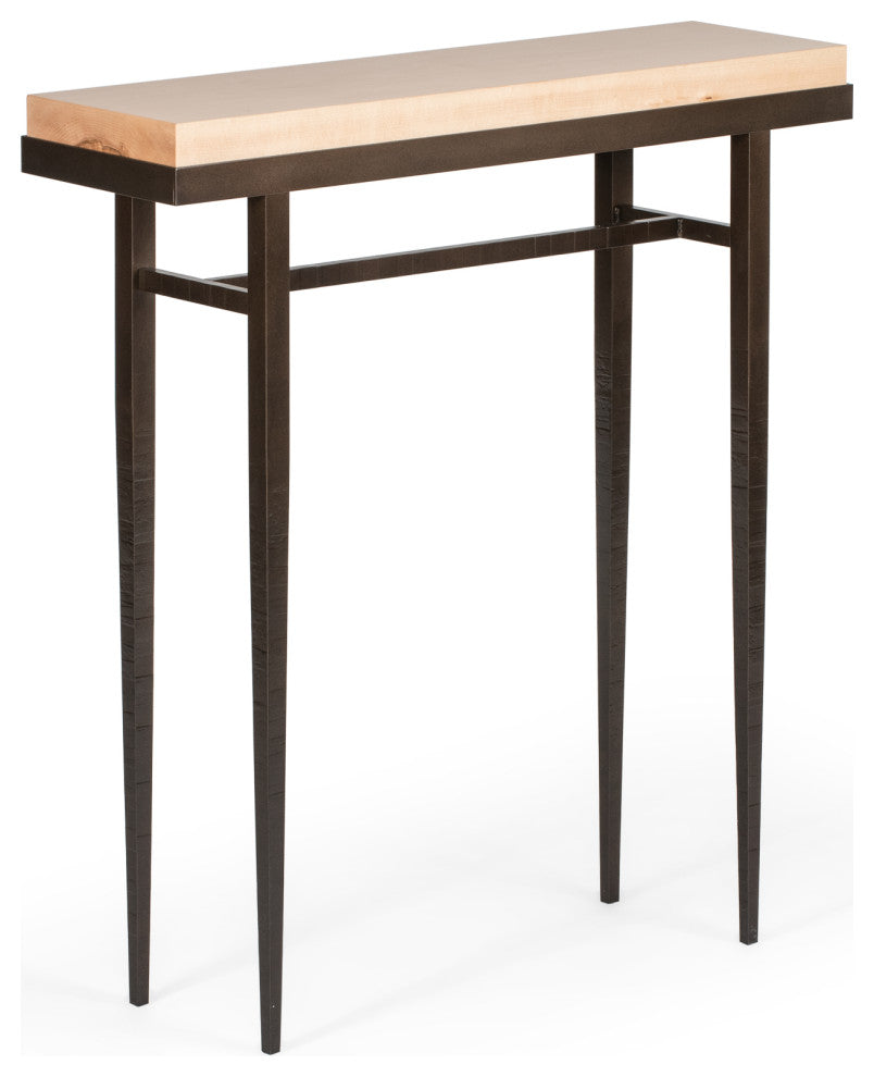Wick 30" Console Table, Bronze Finish, Maple Natural Accents