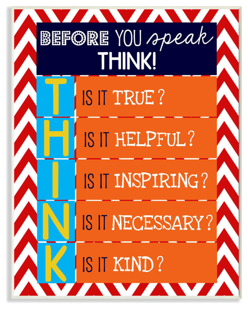 Before You Speak Think Textual Art Wall Plaque