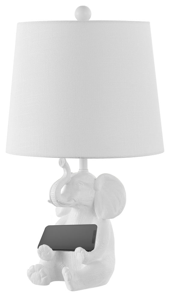 Modern Shabby Chic Resin/Iron Happy Elephant LED Kids'' Table Lamp, Phone Stan