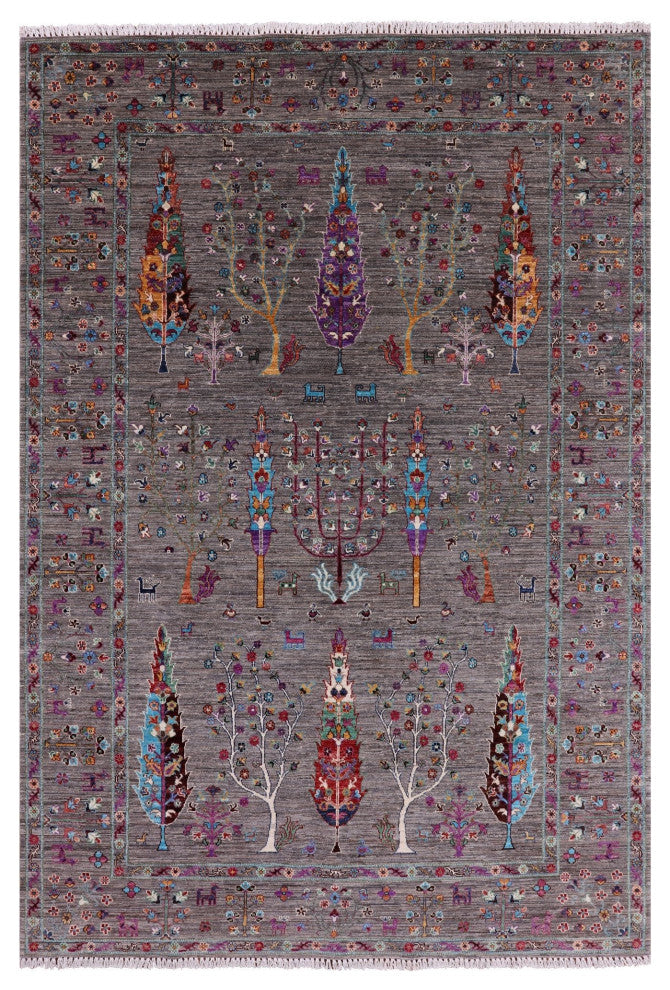 6' 6" X 9' 7" Hand Knotted Tribal Persian Gabbeh Wool Rug Q10443