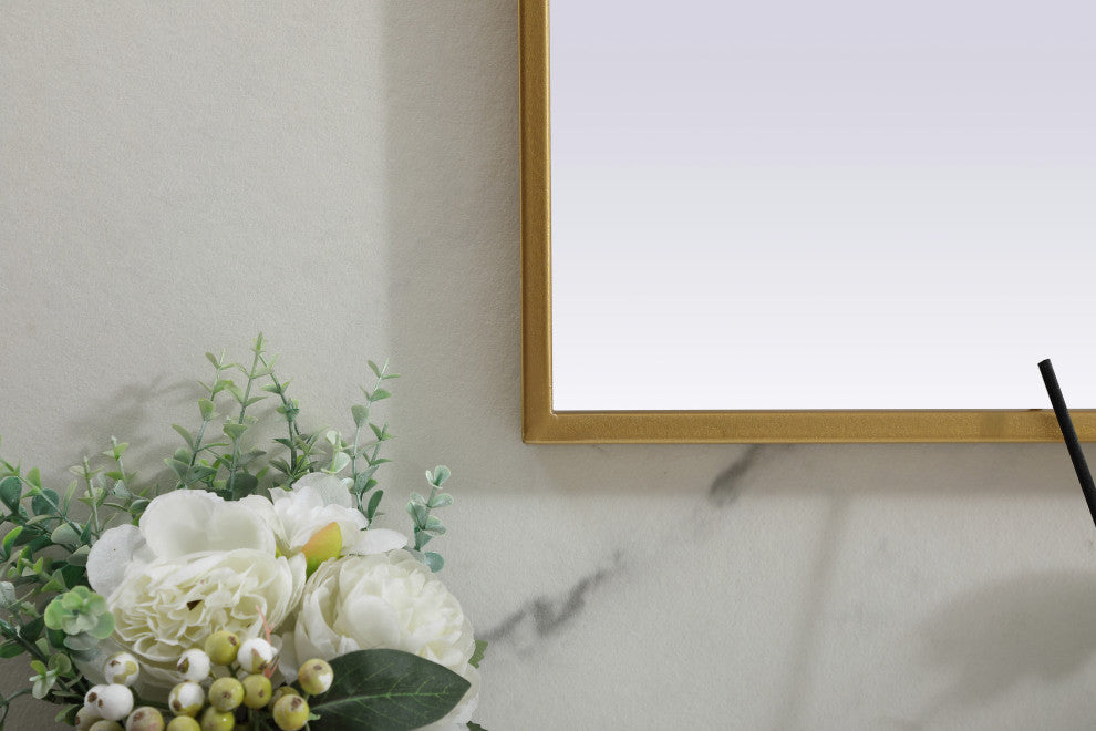 Metal Frame Arch Mirror 36X42 Inch, Brass