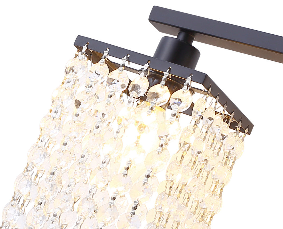 Modern Black Finish Crystal Style Bathroom Vanity Light, 4-Light