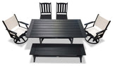 Tuscany Sling Swivel Dining Set, Black, 6-Piece