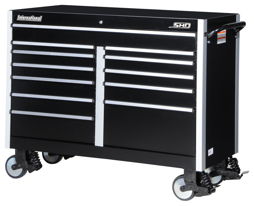 54" Super Heavy Duty deep Tool Cabinet With Stainless Steel Work Surface, Black
