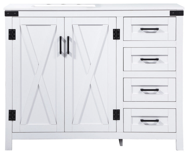 Home Living 19" Farmhouse White-Light Bathroom Vanity