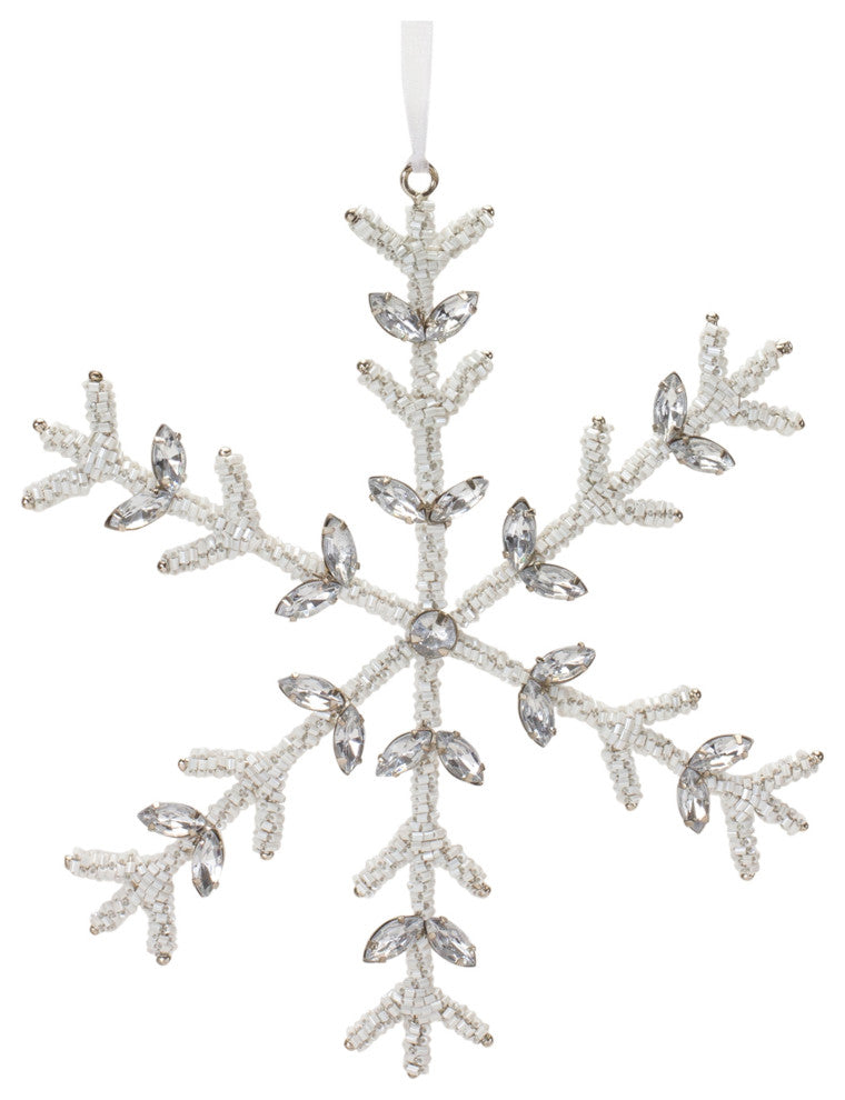 Jeweled Metal Snowflake Ornament, 12-Piece Set