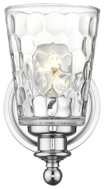 Silver Metal and Pebbled Glass Wall Light