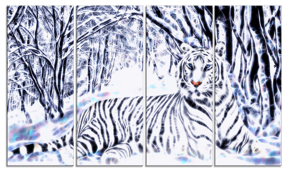"White Tiger White Forest" Canvas Painting