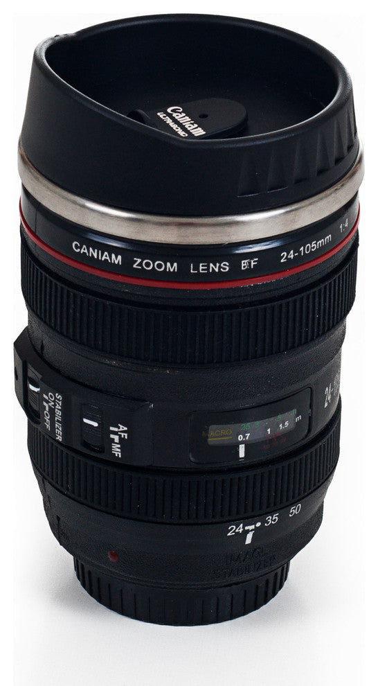 Camera Lens Coffee Mug with Lid, 2 Mugs