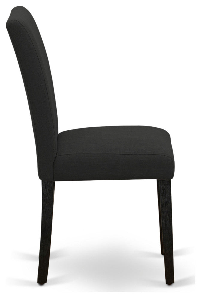 5 Pc Kitchen Set, Black Wood Table, 4 Black Chairs, Wire Brushed Black Finish