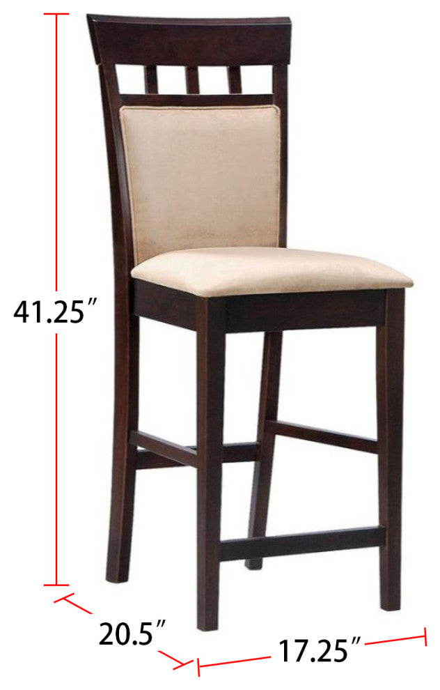 Set of 2 Counter Height Stools, Cappuccino And Tan