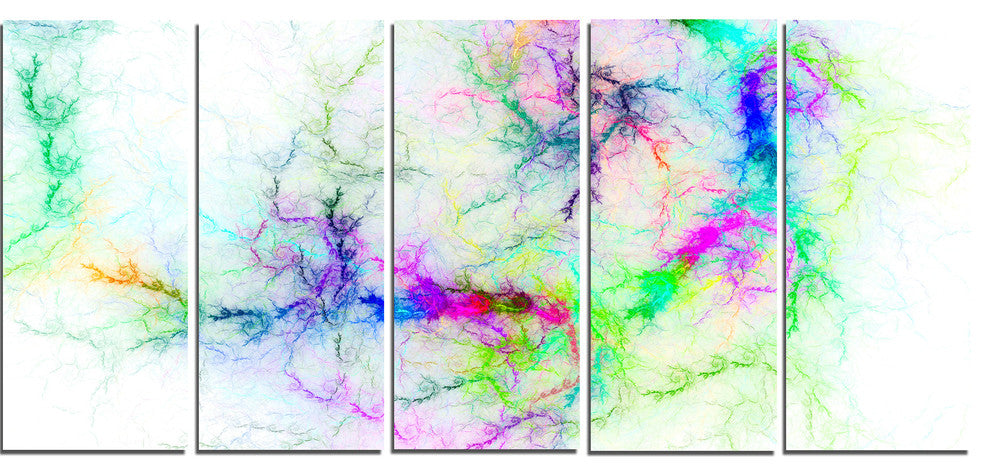 Stormy Sky Fierce Lightning, Abstract Art on Canvas, 60"x28", 5 Panels