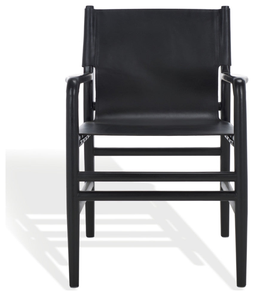 Safavieh Couture Cassaphina Leather Arm Chair, Black