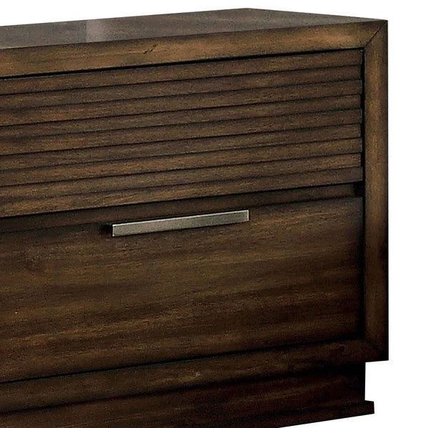 Benzara BM203203 Rustic Style Wooden Nightstand with Finger Pull Handle, Brown