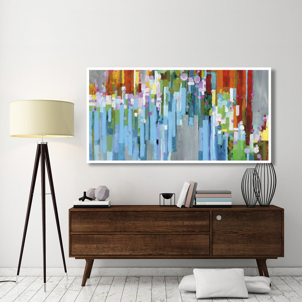 "Rainbow of Stripes Square" Digital Paper Print by Danhui Nai, 74"x38"
