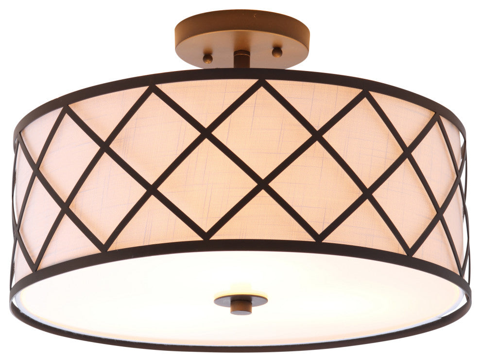 Elizabeth Metal LED Flush Mount, 16.75", Oil Rubbed Bronze, White Shade