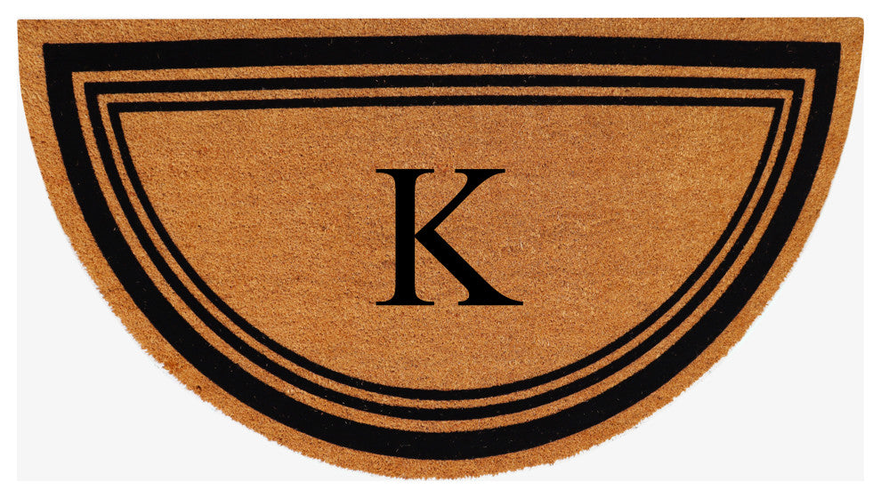 A1HC Natural Coir Flock Monogrammed Door Mat for Front Door, 30x60, K