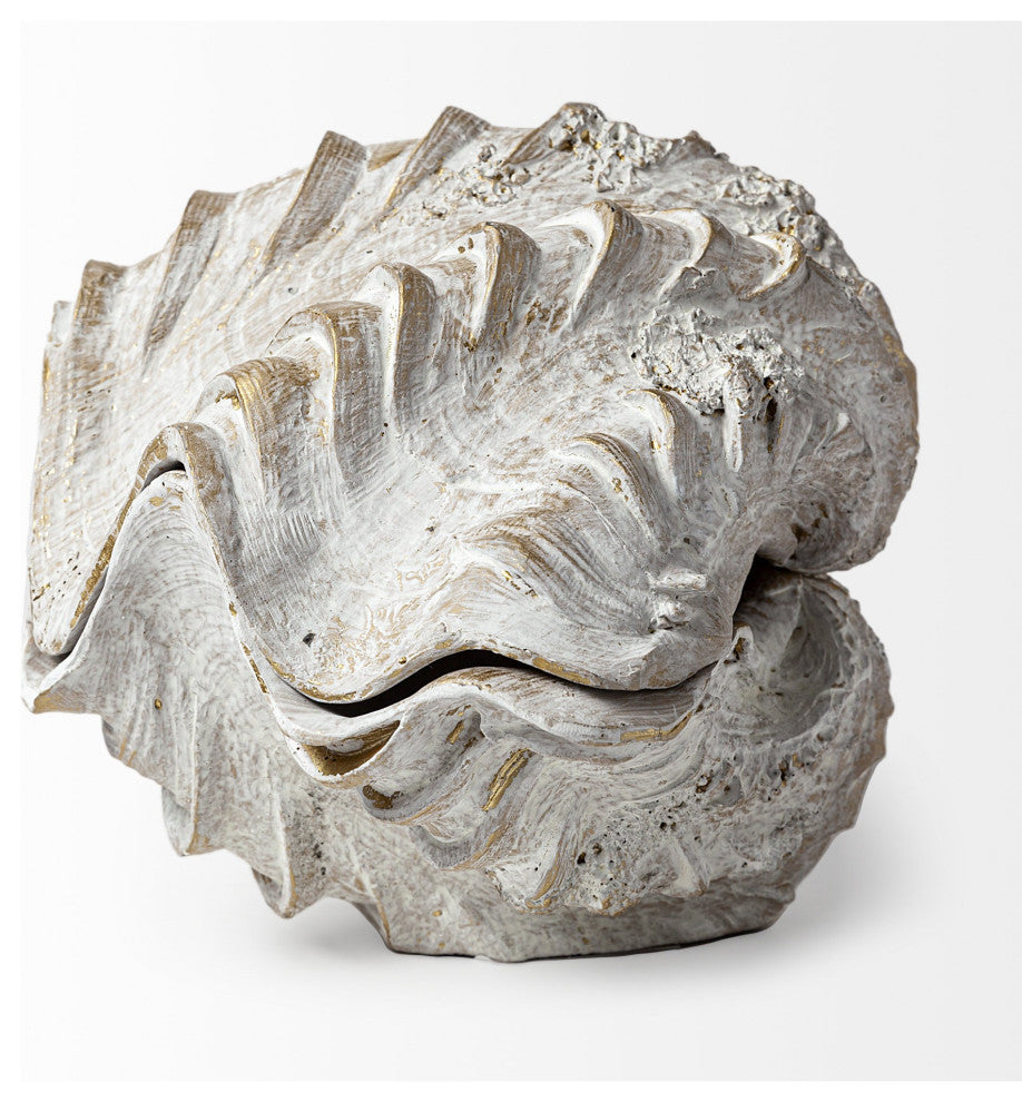 Large 3D Whitewash Seashell Sculptural Box