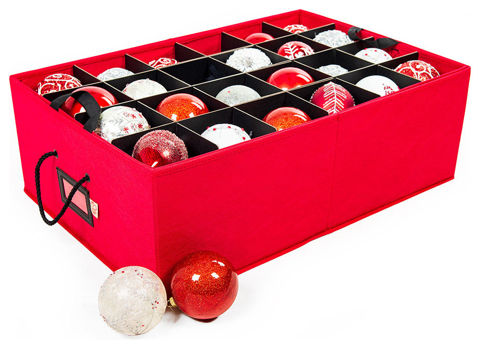 48" 4" Christmas Ornament Storage Box With Dividers