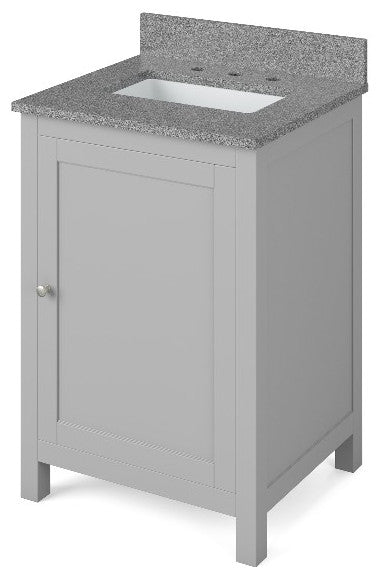 Astoria Transitional 24" Grey Vanity, Steel Grey Cultured Marble Vanity Top
