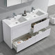 Valencia 60" Glossy White Free Standing Double Sink Vanity, Faucet FFT3071BN