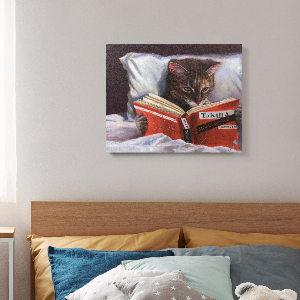 "Late Night Thriller" Cat Wall Art Graphic Art Print on Wrapped Canvas