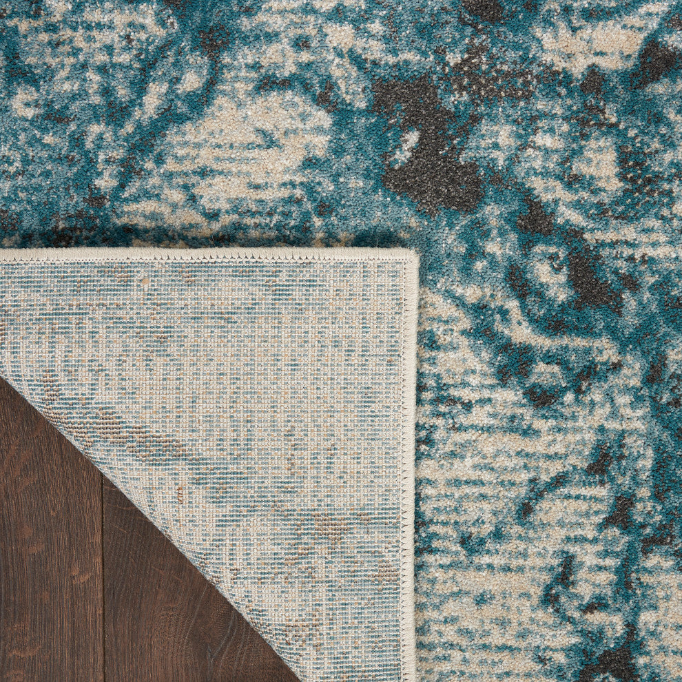Nourison Maxell 9' x 12' Ivory/Teal Modern Indoor Area Rug