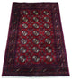 Red Afghan Khamyab Bokara Wool Tribal Hand Knotted Mat Oriental Rug, 2'7"x3'10"