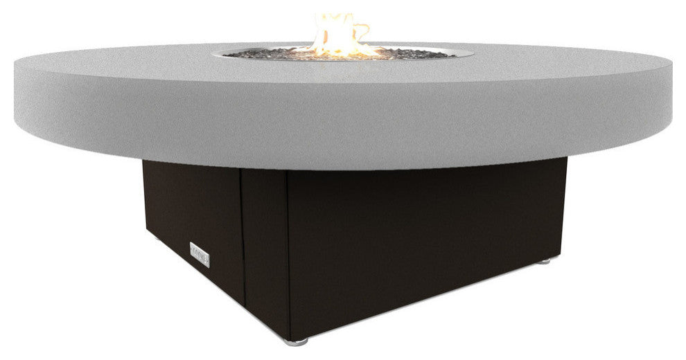 Circular Fire Pit Table, 48 D, Propane, Hilltop Grey Top, Bronze