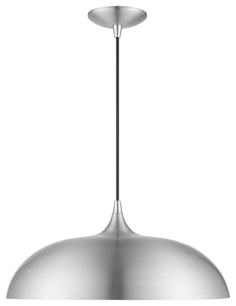 Amador 1 Light Brushed Aluminum With Polished Chrome Accents Pendant