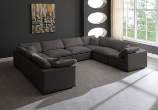 Plush Velvet / Down Standard Comfort 8-Piece U-Shaped Modular Sectional, Grey