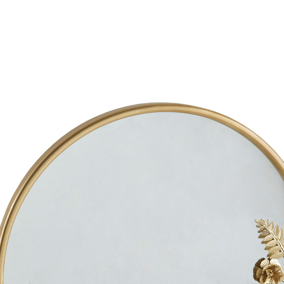 Madison Park Adaline Arched Metal Floral Wall Mirror, Gold 29.75"H