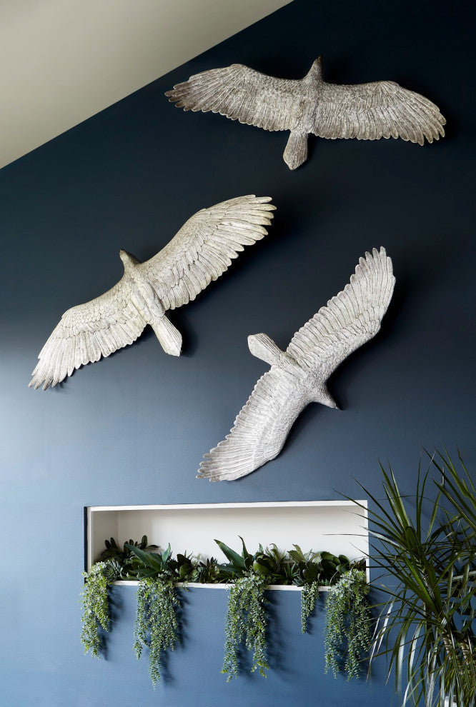 Soaring Eagle Wall Art, Resin, Silver Leaf, Small
