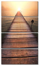 Long Wooden Boardwalk into Sea, Seashore Canvas Art Print, 28"x48", 4 Panels