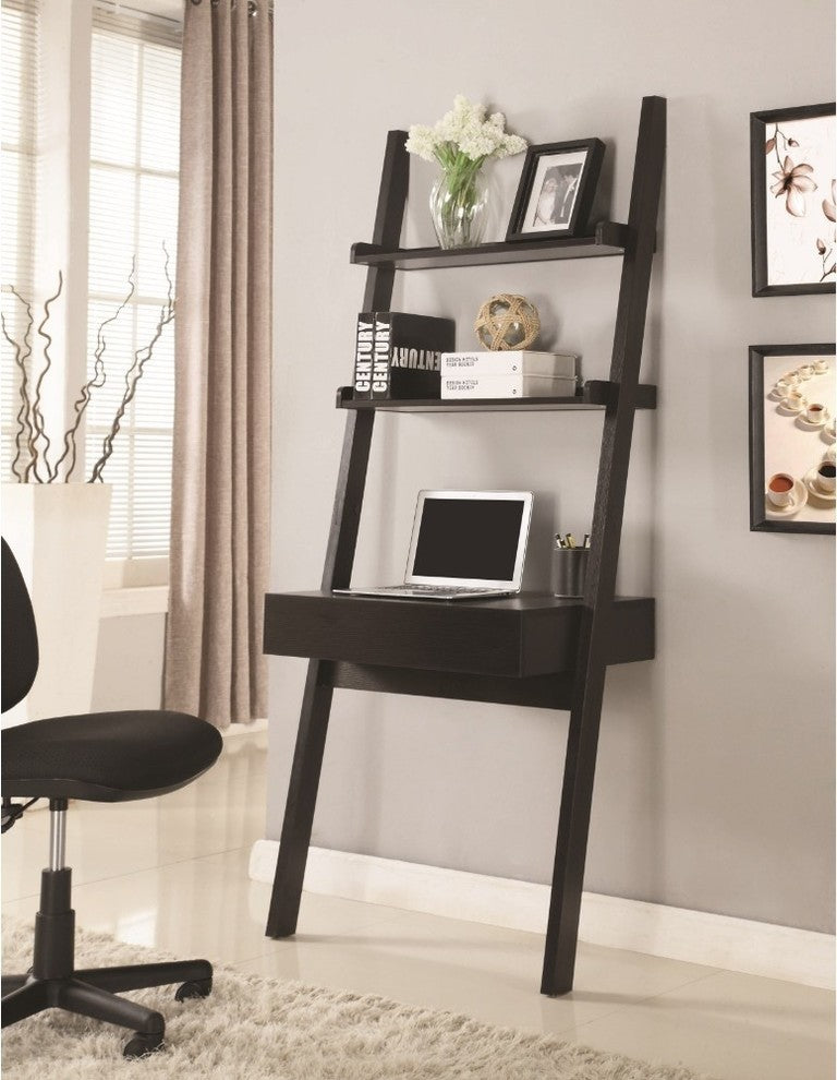 Benzara BM172239 Ladder Desk With One Drawer, Cappuccino