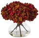 8.5"H Hydrangea Silk Flower Arrangement With Glass Vase, Rust