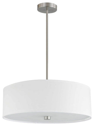4-Light Incandescent Pendant, Satin Chrome/White Shade