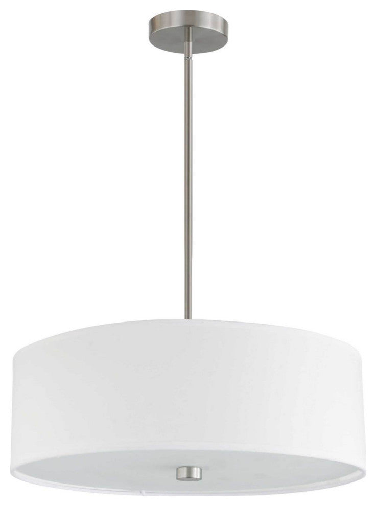 4-Light Incandescent Pendant, Satin Chrome/White Shade